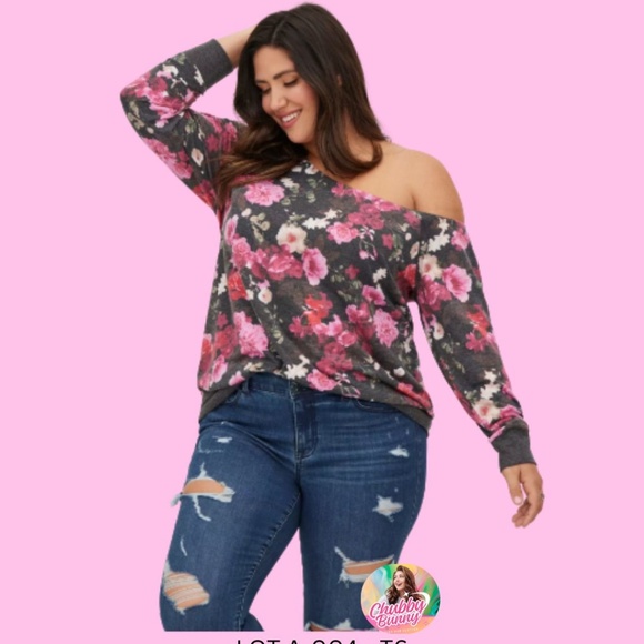 Torrid Off-Shoulder Light-Weight French Terry Sweatshirt - Picture 1 of 6